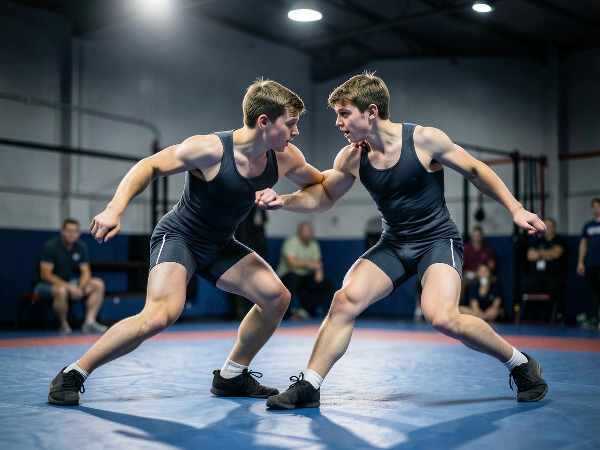 Wrestling athlete in action